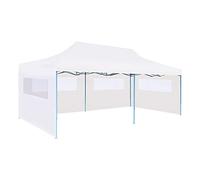 Gazebo, Garden Gazebo Marquee Party Tent Outdoor Beach Canopy Commercial Instant Shelter Folding Pop-up Partytent with Sidewalls 3x6 m Steel White