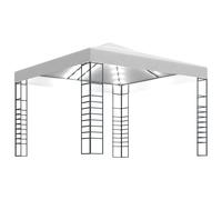 Garden Gazebo 3x3x2.7 m Pure White PA-coated Fabric, Powdercoat Steel + LED