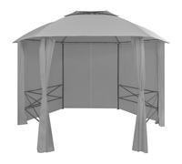Garden Marquee Pavilion Tent with Curtains Hexagonal Beige/Anthracite vidaXL