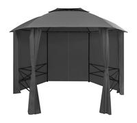 Gazebo Hexagonal Anthracite Powder-coated Steel & Polyester 360x265 cm Curtains