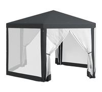 Gazebo Hexagonal Dark Grey 3.94 x 3.94m Metal Frame Polyester Canopy 2.5m Meshed