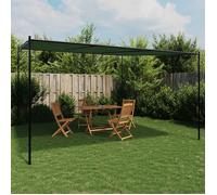 Gazebo Outdoor 4x3.98x2.67m Green Polyester Steel Manual Louv. Roof Patio Shade