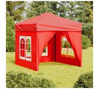 Gazebo Pop-up 2x2m Red 210D Oxford Silver Coated Canopy UV w/ Frame & Sidewalls