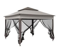 Gazebo Pop-Up 3.25x3.25m Metal Frame Polyester Canopy Light Grey Heavy Duty Mesh
