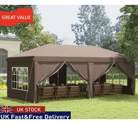 Gazebo Pop Up Height Adjustable Party Tent w/ Storage Bag Black 3 x 6m