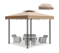 Gazebo Replacement Cover 3x3 m, 300D Polyester Waterproof Canopy Top with PA Coating, UV Protection Sun Shade Roof for Outdoor Garden, Patio, Beach, and Camping