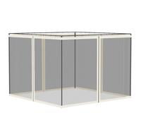 Gazebo Replacement Screen White 302x207cm Poly Nylon Mesh 4-Panel Zippered Small