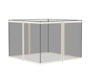 Gazebo Replacement Screen White 302x207cm Poly Nylon Mesh 4-Panel Zippered Small