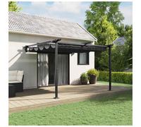 Gazebo Retractable Anthracite Polyester 3x3m Wall-Mounted Steel Frame Patio Easy