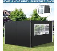 Gazebo Side Wall Panel 2-Piece Replaceable PE Coated Oxford with Window Black