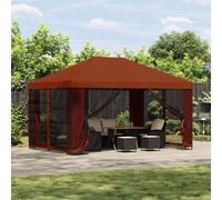 Gazebo Terracotta 4x3m Polyester Steel Frame Black Outdoor Canopy 400x300cm Plus