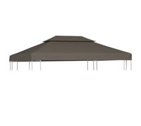 Gazebo Top Cover 2-Tier Taupe 4x3m PVC-Coated 310g/m² Polyester CanopyReinforced