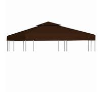 Gazebo Top Cover 3x3 m Brown Polyester PVC Coated 2-Tier With Fixing Straps 16pc