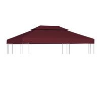 Gazebo Top Cover 4 x 3 m Bordeaux Polyester PVC Coated 2-Tier Replacement Canopy