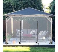 Gazebo Transparent Side Panels,Outdoor Waterproof Clear Tarp Curtains With Zip Door,0.3mm Pvc Plastic Tarpaulin,Partition Curtain Tarpaulin With Grommets,for Pergola Patio,W×H-4×2m(13.1*6.6ft)