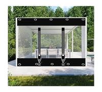 Gazebo Transparent Tarpaulin Side Panels, With Zip,Heavy Duty Transparent Waterproof Tarp Plastic Rain Curtains，Black Clear Tarp Curtains For Pergola Porch，0.5mm Thick ( Size : H1.8xW2m/H5.9xW6.5ft )
