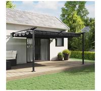 Gazebo Wall-Mounted Anthracite 3x4m Polyester Retractable Shade Steel Outdoor