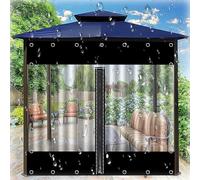Gazebo Waterproof Clear Tarp Curtains 1.8×2m 2×2m 3×2m 3×2.5m 4×2m 4×2.5m,Outdoor Black Transparent Tarpaulin Side Panels With Zip,0.3mm Pvc Plastic Tarpaulin With Eyelets,1Zip-5×2.2m(16.4*7.2ft)