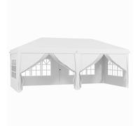Outsunny 3 x 6m Pop Up Gazebo with Sides, Waterproof Heavy Duty Garden & Camping Shelter with Windows & Storage Bag, White Aosom UK