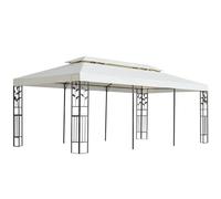 Gazebo White Powder-Coated Steel Frame 6x3m Double Roof 100% Polyester with vent