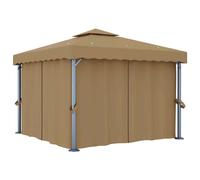 Gazebo With Curtain 3X3 M Taupe Aluminium