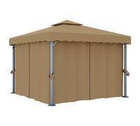 Gazebo with Curtain 3x3 m Taupe Aluminium Garden Marquee Canopy Tent vidaXL