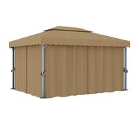 Gazebo with Curtain 4x3 m Taupe Aluminium Garden Canopy Shelter Marquee vidaXL