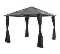 Gazebo With Curtain Aluminium 4X3X2.6 M Black