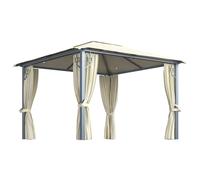 Gazebo with Curtain and LED String Lights Aluminium Sunshade Canopy vidaXL