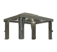 Gazebo with Curtain and LED String Lights Outdoor Pavilion Sunshade vidaXL