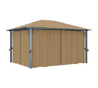 vidaXL Gazebo with Curtain 400x300 cm Taupe Aluminium UK