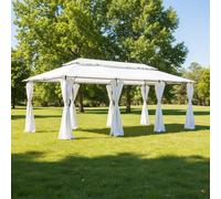 Gazebo With Curtains 600X298X270 Cm White 180G/M²