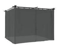 Gazebo 3x3m Anthracite Aluminium Steel Polyester Retractable Roof Zips Sidewalls