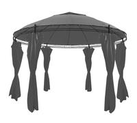 Gazebo with Curtains Round 3.5x2.7m Marquee Anthracite/Cream White vidaXL
