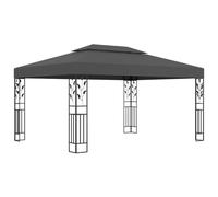 Gazebo with Double Roof 3x4m Anthracite Berkfield Home Black One Size