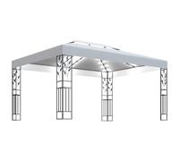 vidaXL Gazebo with LED Double Roof and String Lights 3x4 m White Pavilion Tent