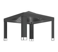 Gazebo with Double Roof and LED String Lights Pavilion Sunshade Canopy vidaXL