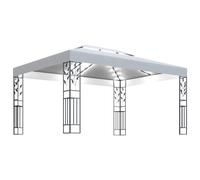 vidaXL Gazebo with Double Roof and LED String Lights 3x4 m Taupe 180 g/m² Tent