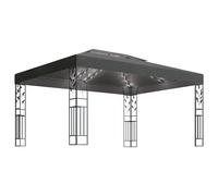 vidaXL Gazebo with Double Roof&LED String Lights 3x4m Anthracite