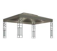 vidaXL Gazebo with Double Roof and LED String Lights 3x4 m Taupe 180 g/m² Tent