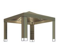 vidaXL Gazebo with Double Roof and LED String Lights 3x3x2.7 m Taupe 180 g/m²