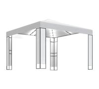 vidaXL Gazebo with Double Roof &LED String Lights 3x3m White Outdoor Pavilion
