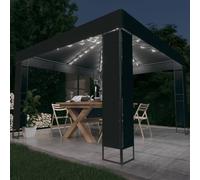 vidaXL Gazebo with Double Roof and LED String Lights 3x3 m Anthracite Pavilion