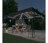 Gazebo with Double Roof&LED String Lights 3x4m Anthracite Berkfield Home Black One Size