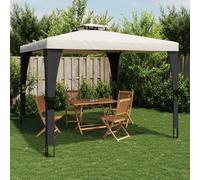 vidaXL Gazebo with Double Roof Cream 2.98x2.98 m Steel