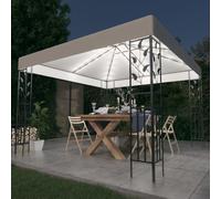 vidaXL Gazebo with LED String Lights 3x3m White 180 g/m² Outdoor Sunshade Tent