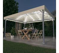 vidaXL Gazebo with LED String Lights 400x300cm Cream Aluminium Patio Sunshade