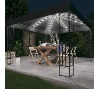 vidaXL Gazebo with LED String Lights - 3x3 m Cream Fabric Outdoor Sunshade