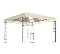 Gazebo with LED String Lights Outdoor Pavilion Sunshade Canopy Fabric vidaXL