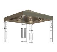 Gazebo with LED String Lights Outdoor Pavilion Sunshade Canopy Fabric vidaXL